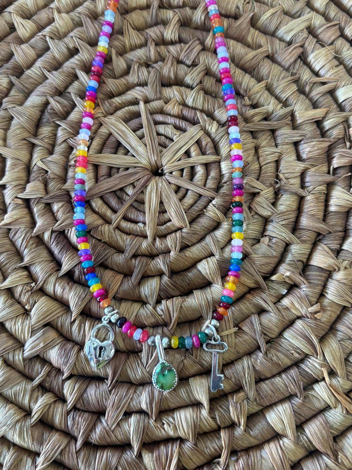 Multi color charm necklace