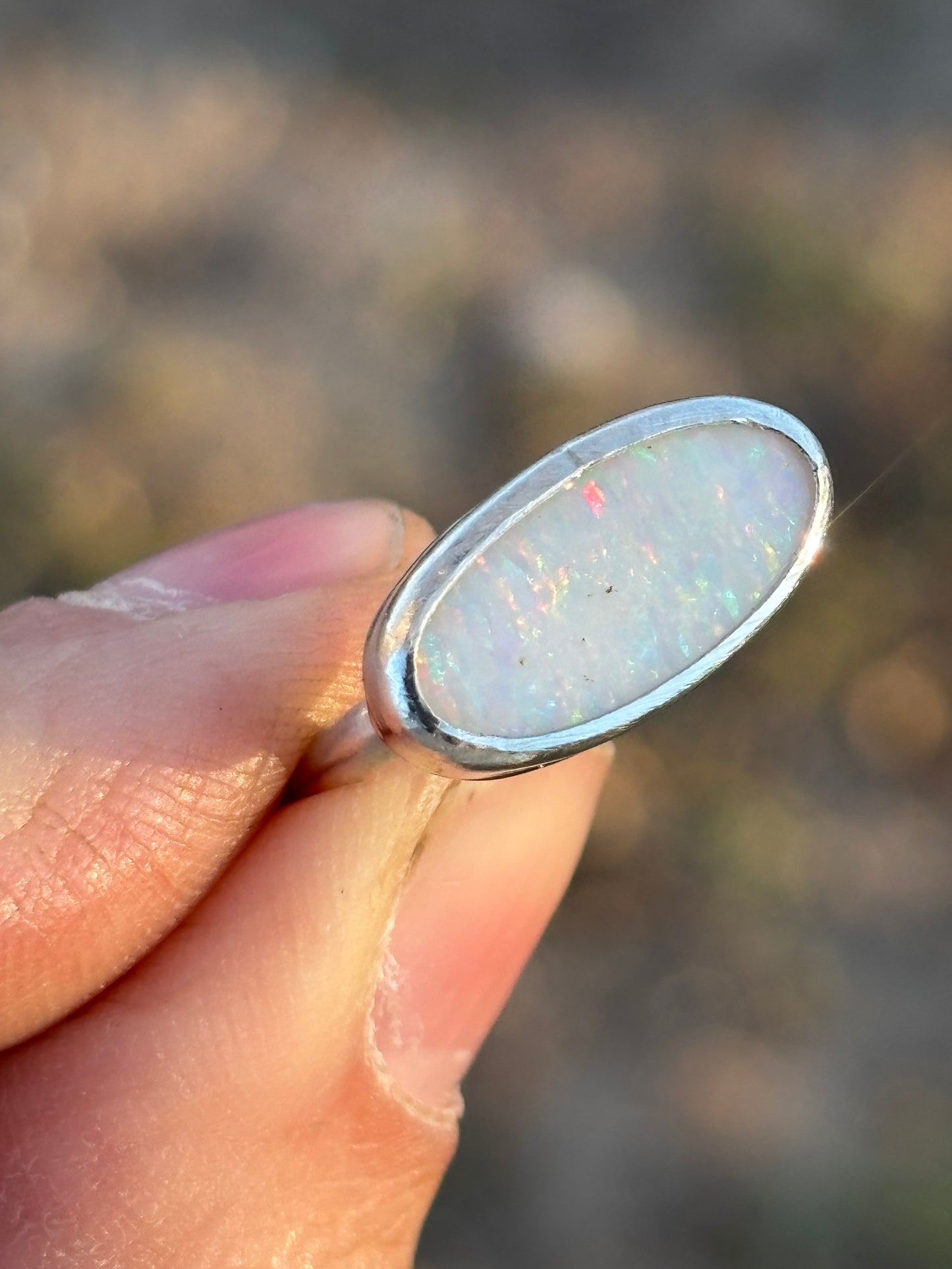 Solid Mintabie Opal ring size 6 3/4