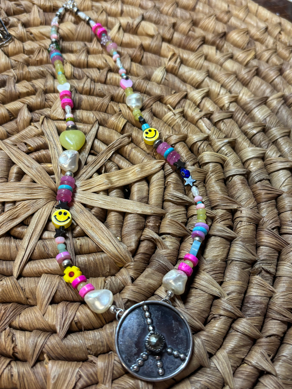 Funky Peace sign Necklace 17 inches