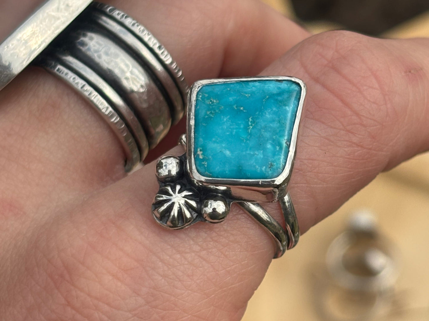 Fox Turquoise Kite Ring size 8 3/4