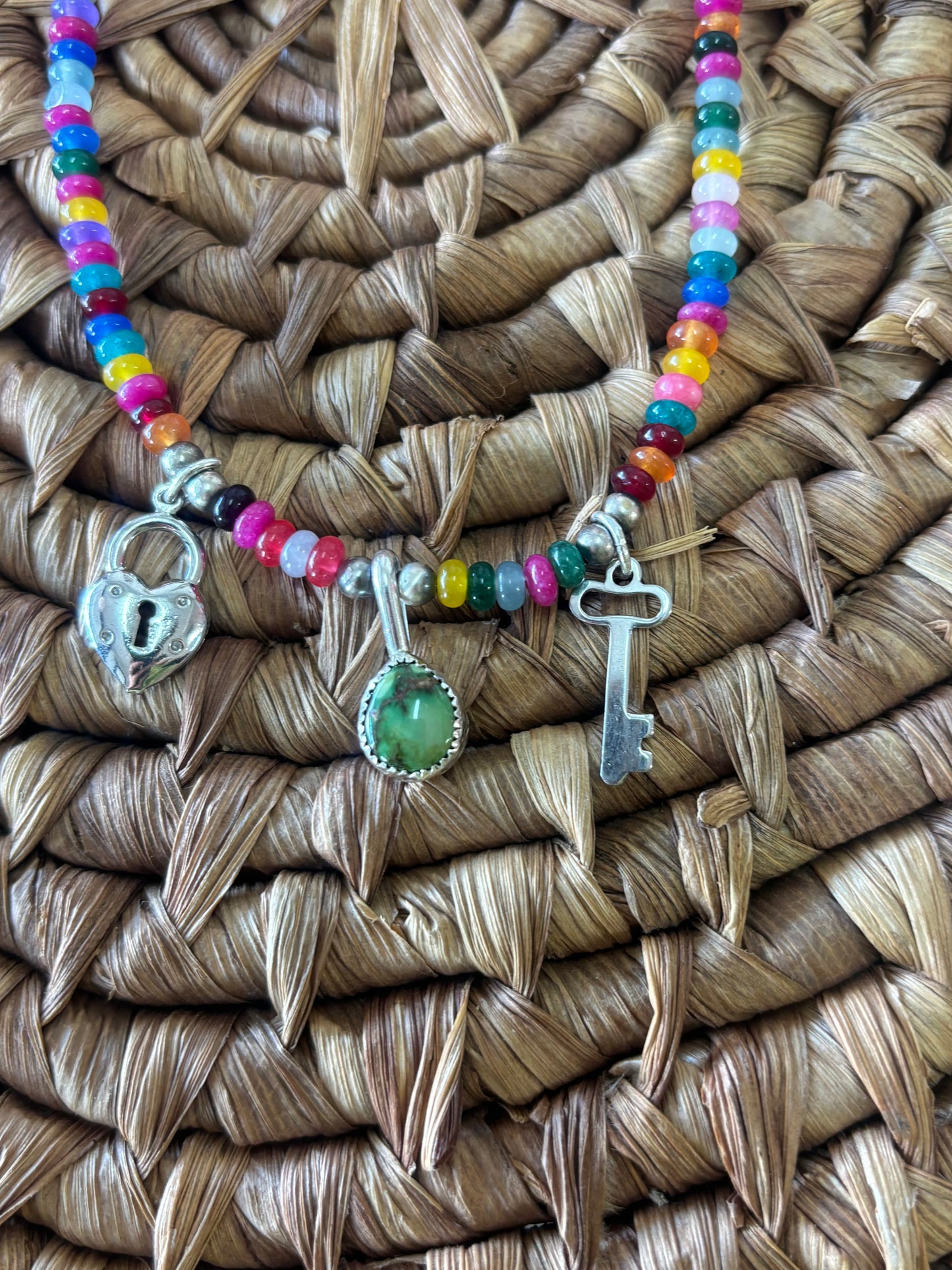 Multi color charm necklace