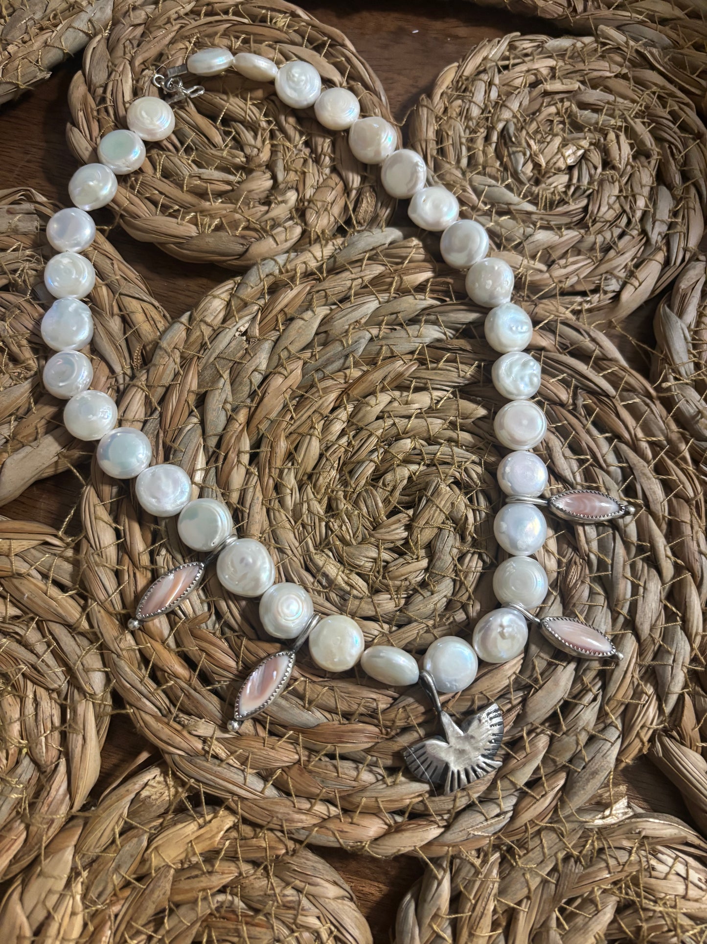 Thunderbird and Pearl necklace