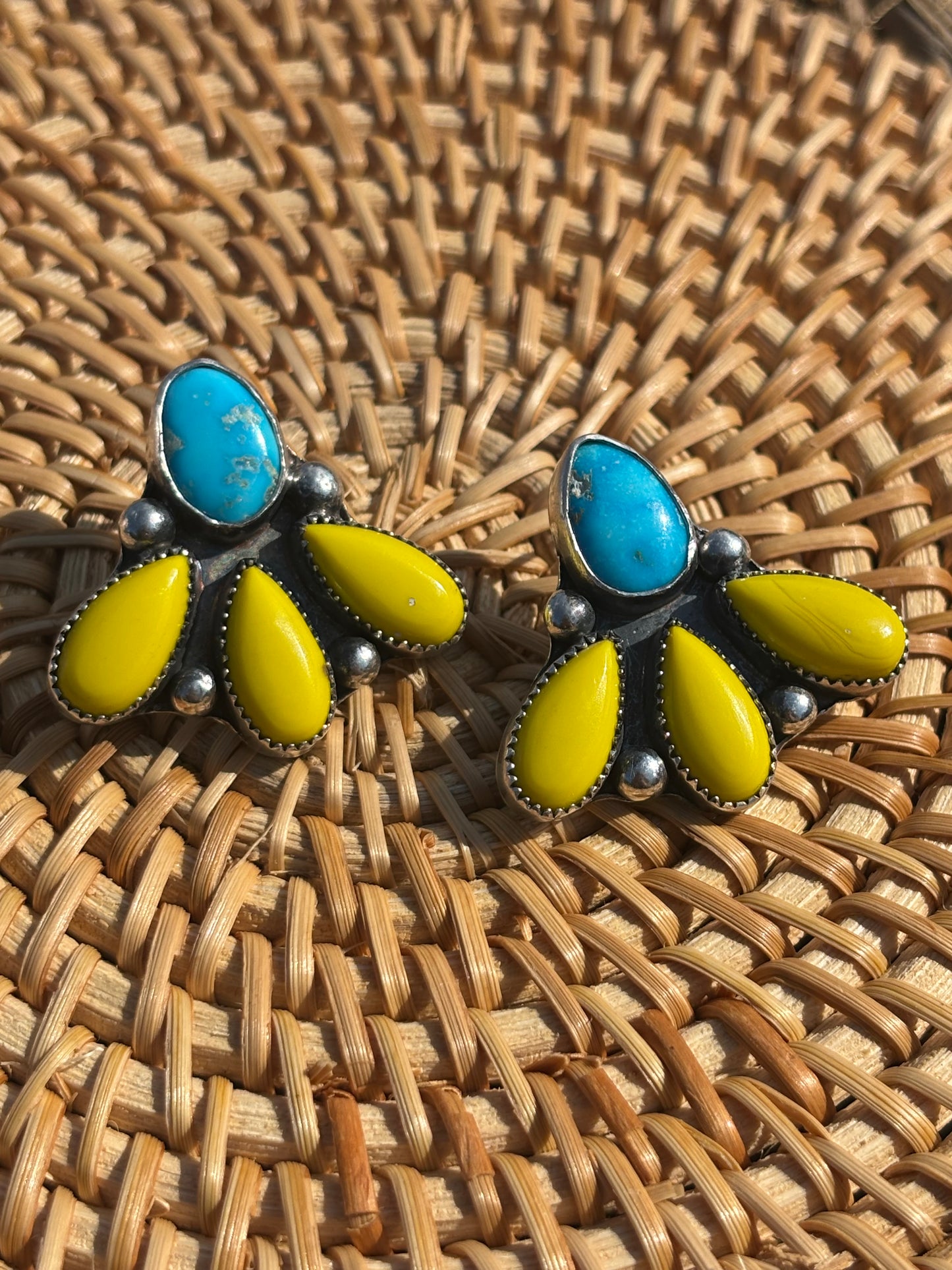 Blue Ridge Yellow Rosarita cluster earrings
