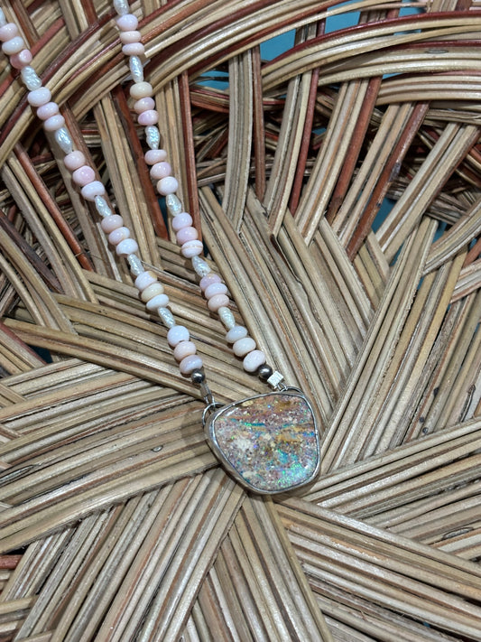 Chunky Australian opal beaded necklace