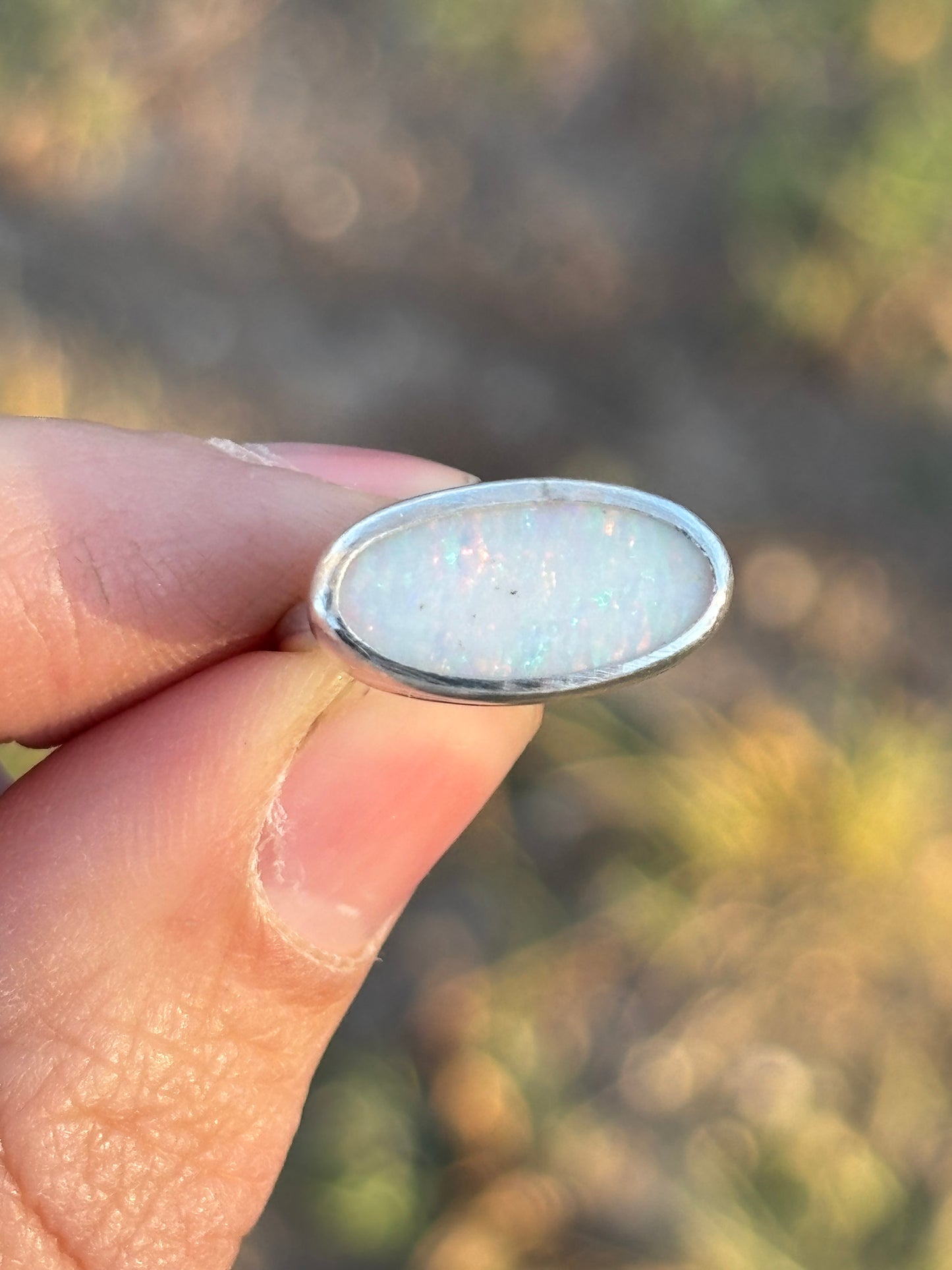 Solid Mintabie Opal ring size 6 3/4