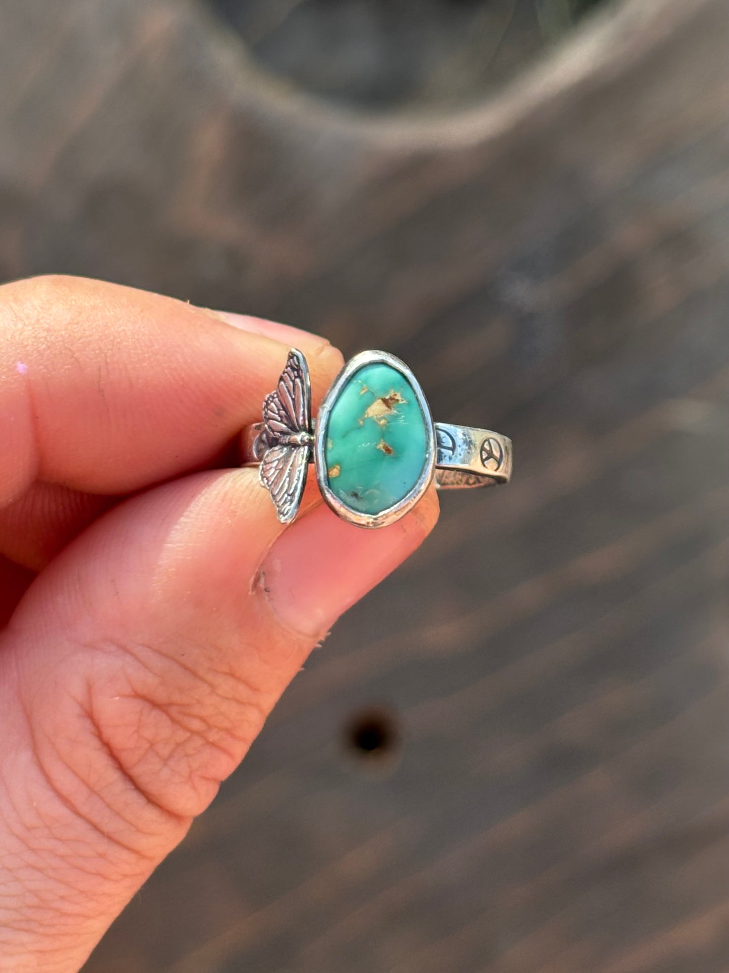 Green Royston butterfly ring size 7 3/4