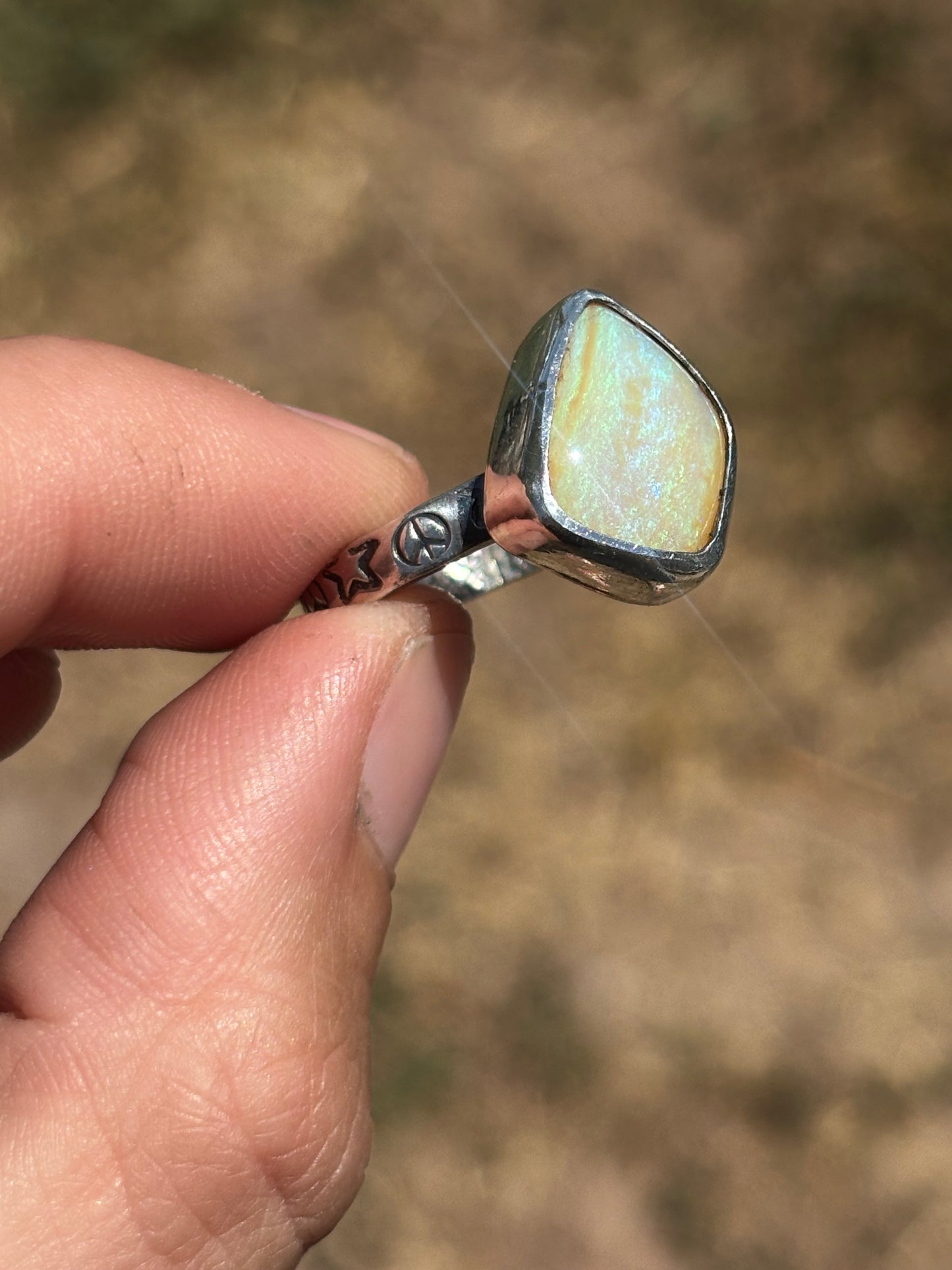 Solid Australian Crystal Opal ring size 8 3/4