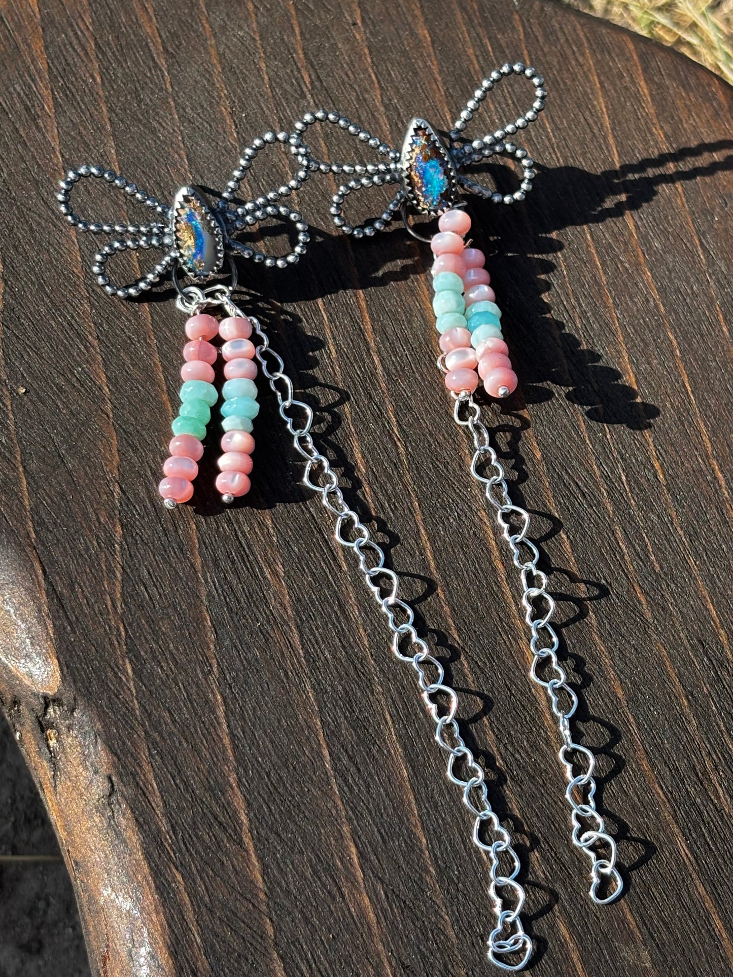 Australian Opal Butterfly fringe earrings