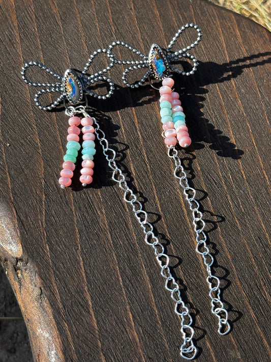 Australian Opal Butterfly fringe earrings