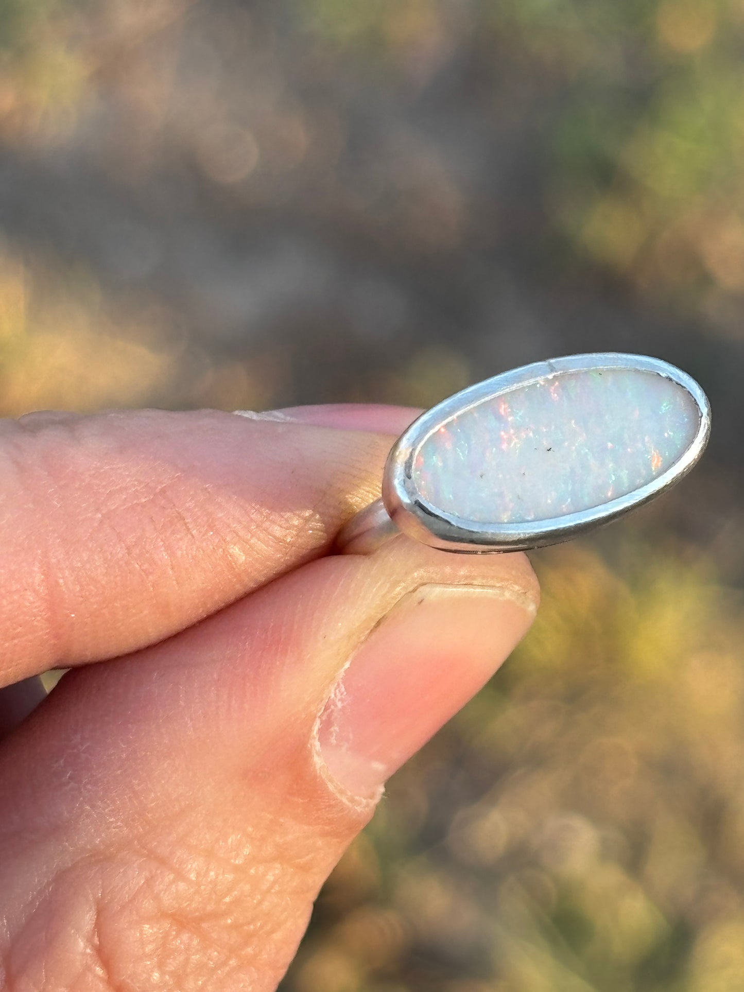 Solid Mintabie Opal ring size 6 3/4