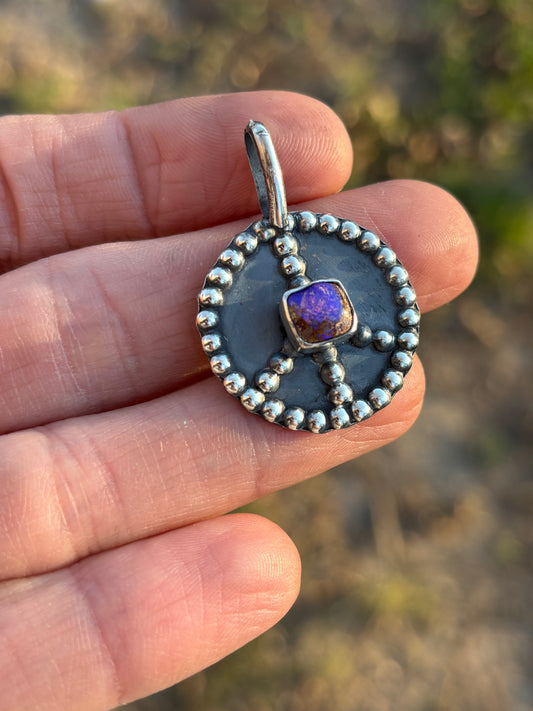 Purple Pipe Opal Peace Sign Pendant only