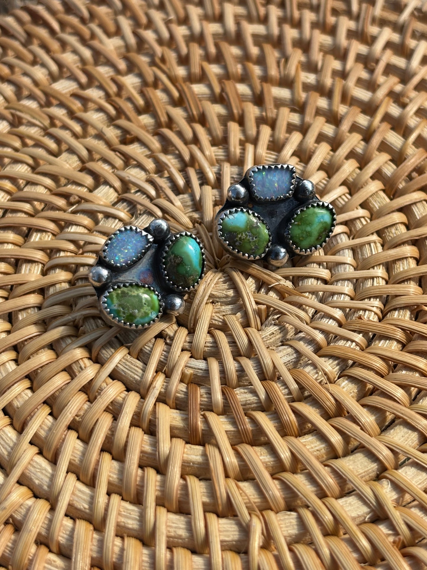 Sonoran Gold and Opal Cluster Earrings