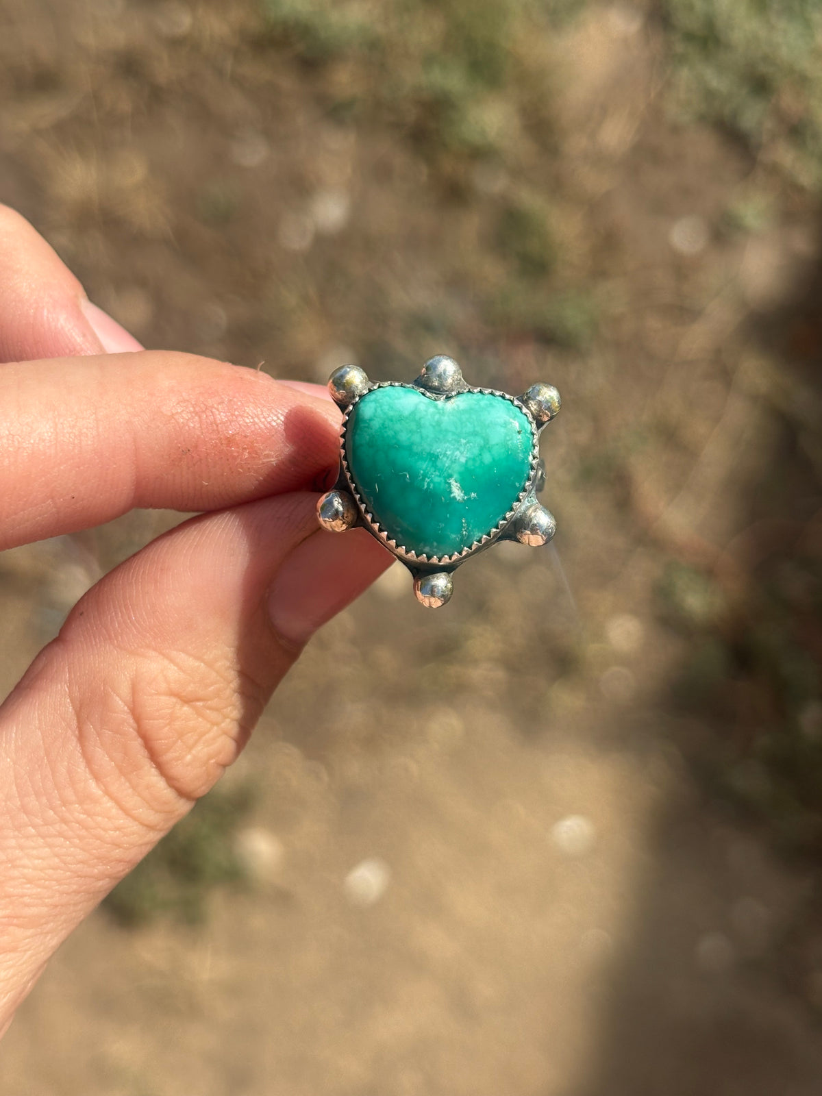 Fox turquoise heart ring adjustable
