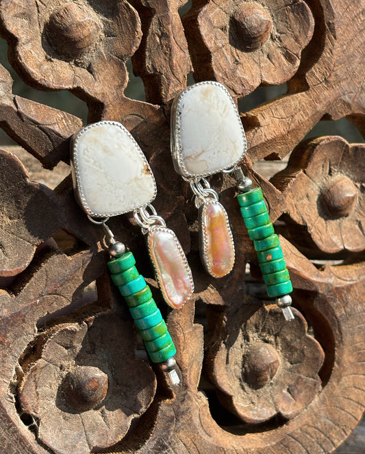 White Buffalo and Pearl Earrings