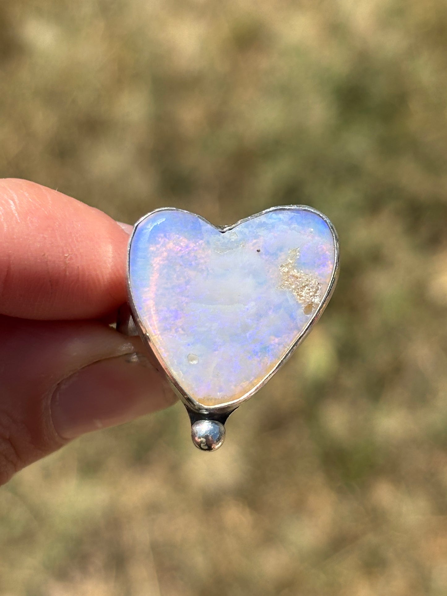 Mintabie Opal Heart Ring Size 7
