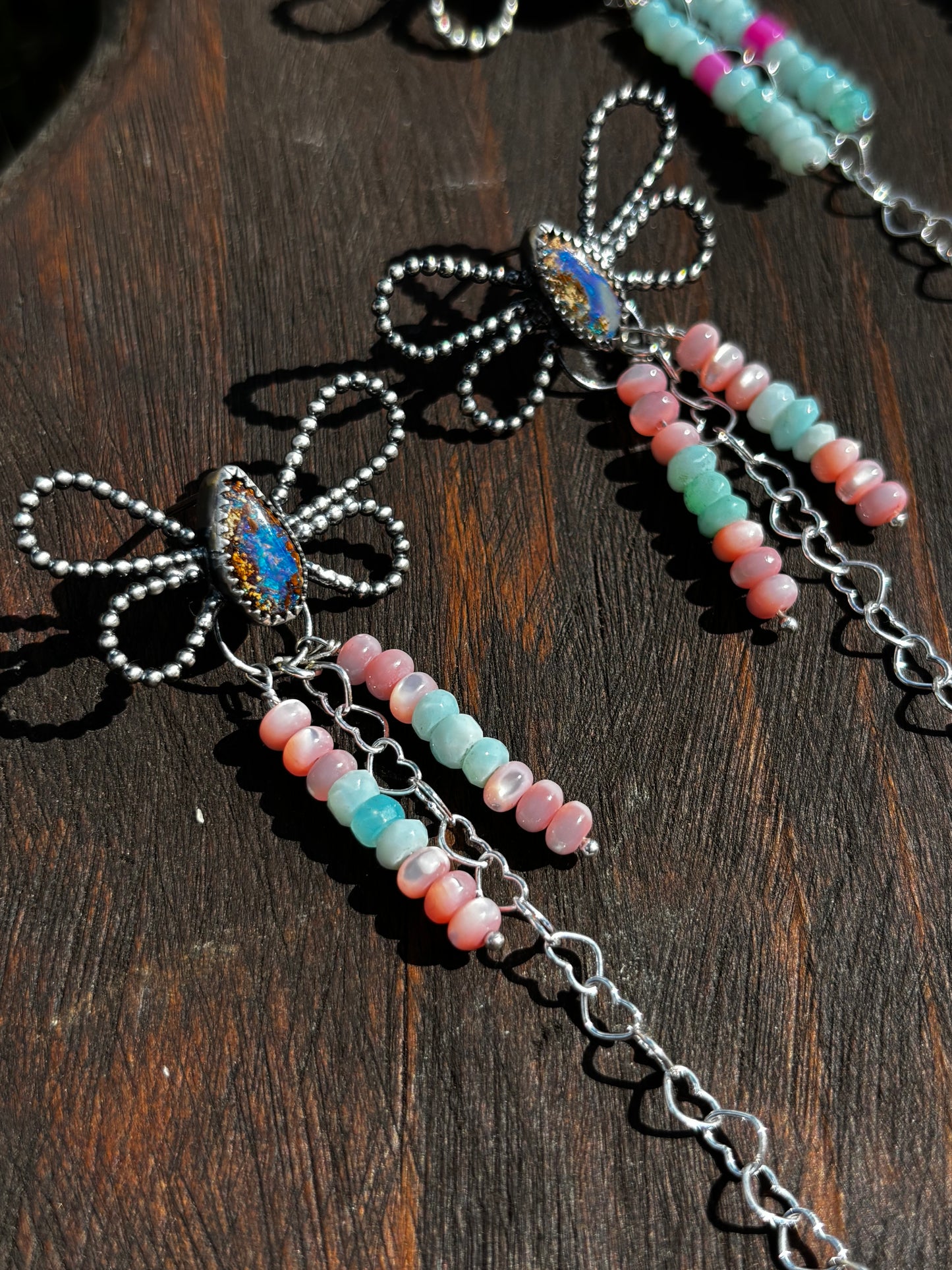 Australian Opal Butterfly fringe earrings