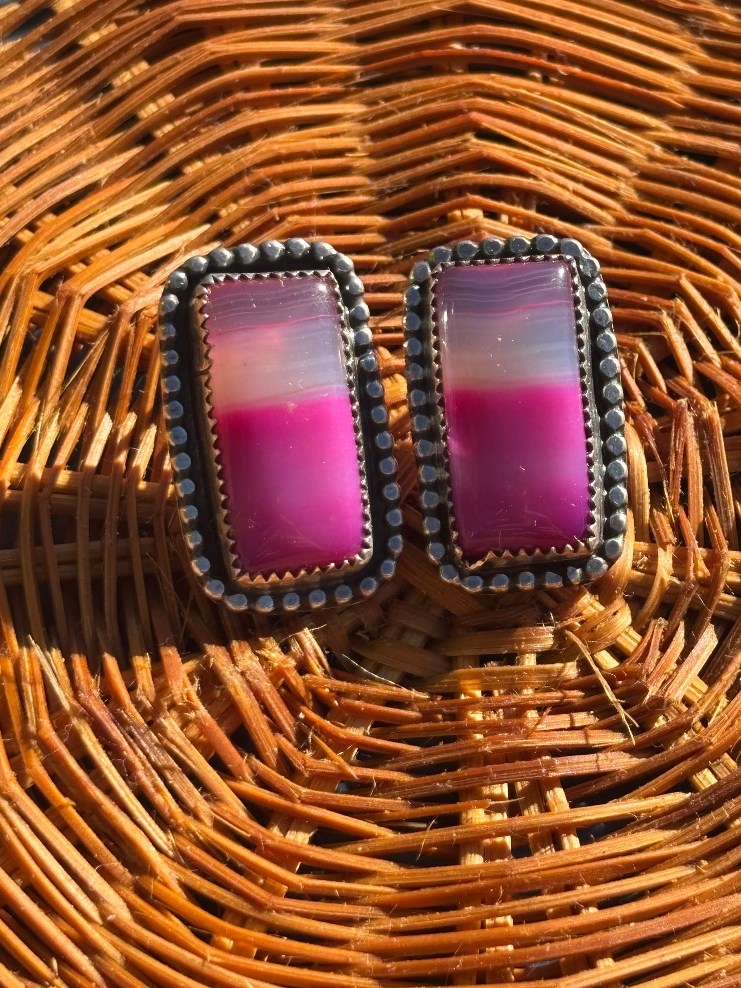 Pink Agate Studs