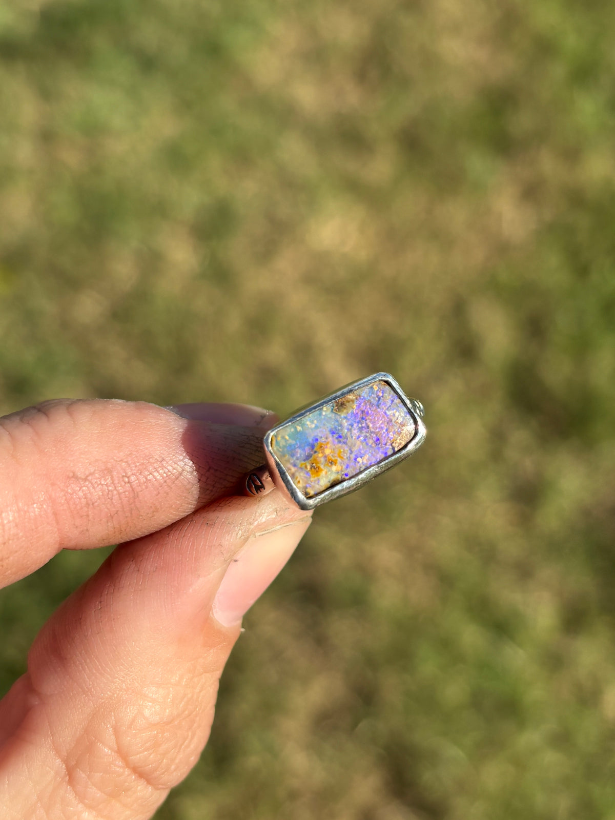 Square Australian opal ring size 7 3/4