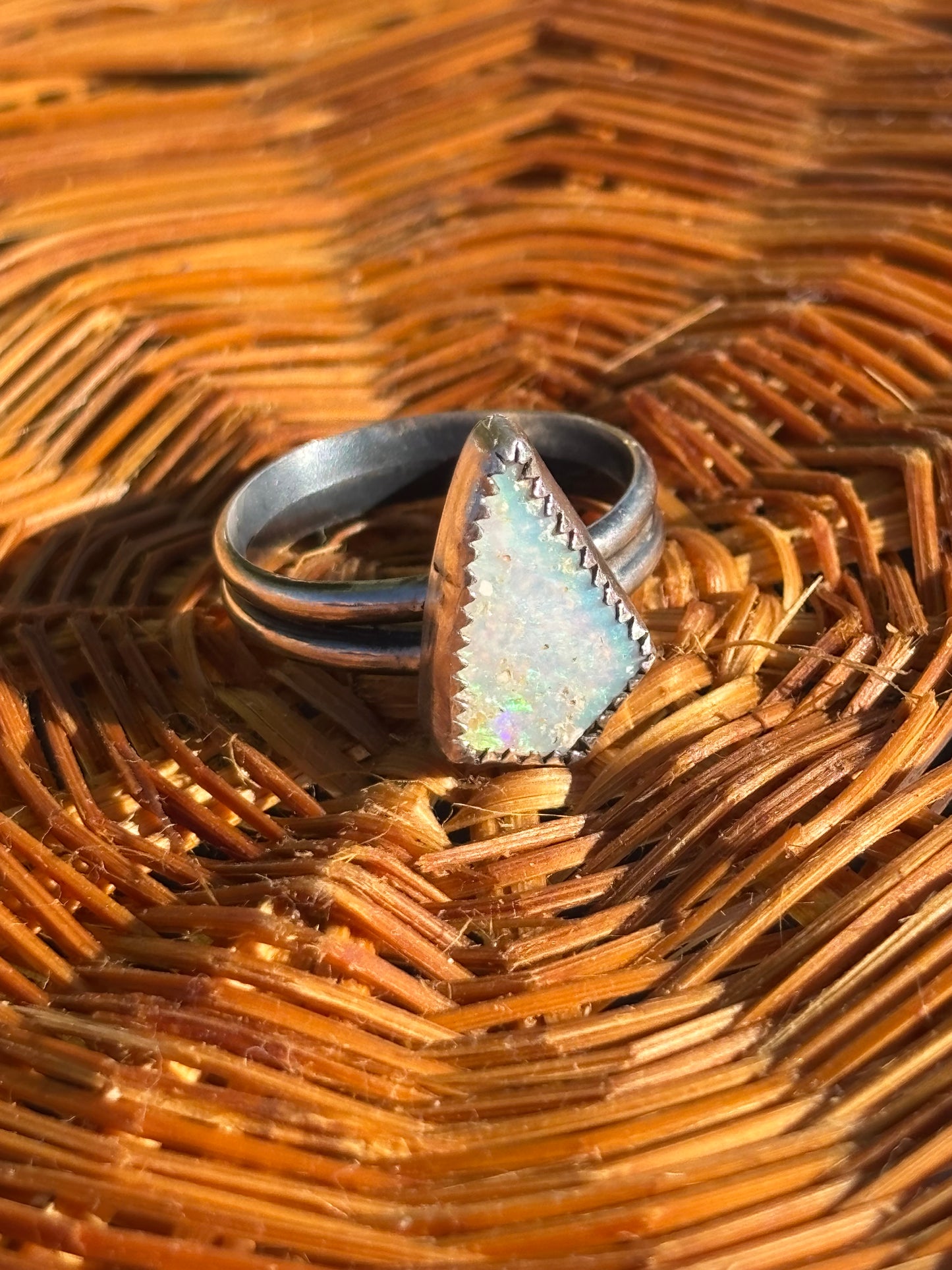 Mintabie Opal stacker size 7 1/4