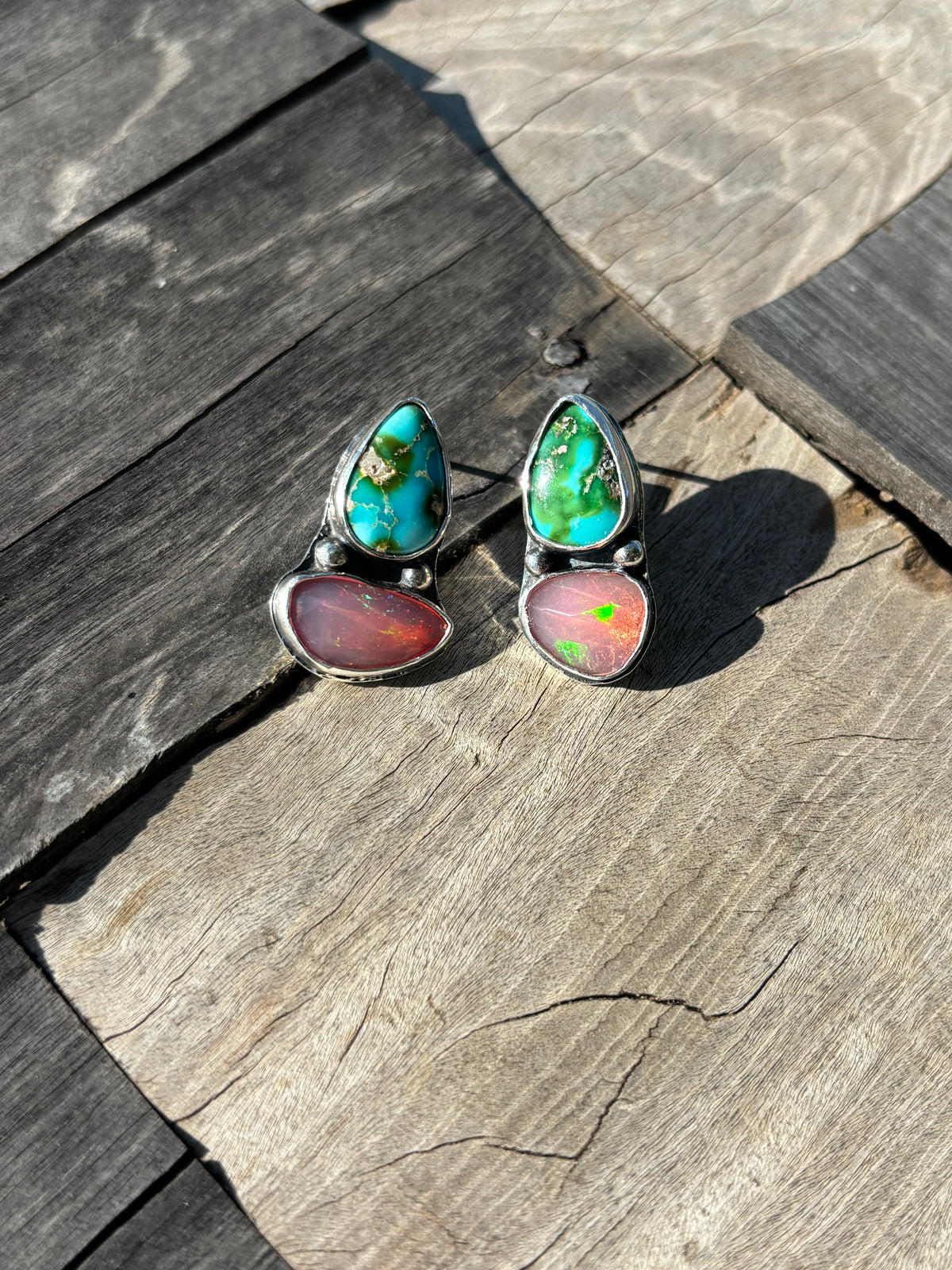 Sonoran gold and opal studs