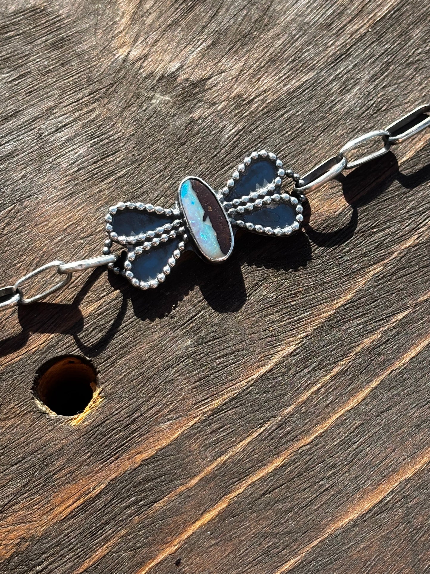 Australian Opal butterfly paperclip bracelet
