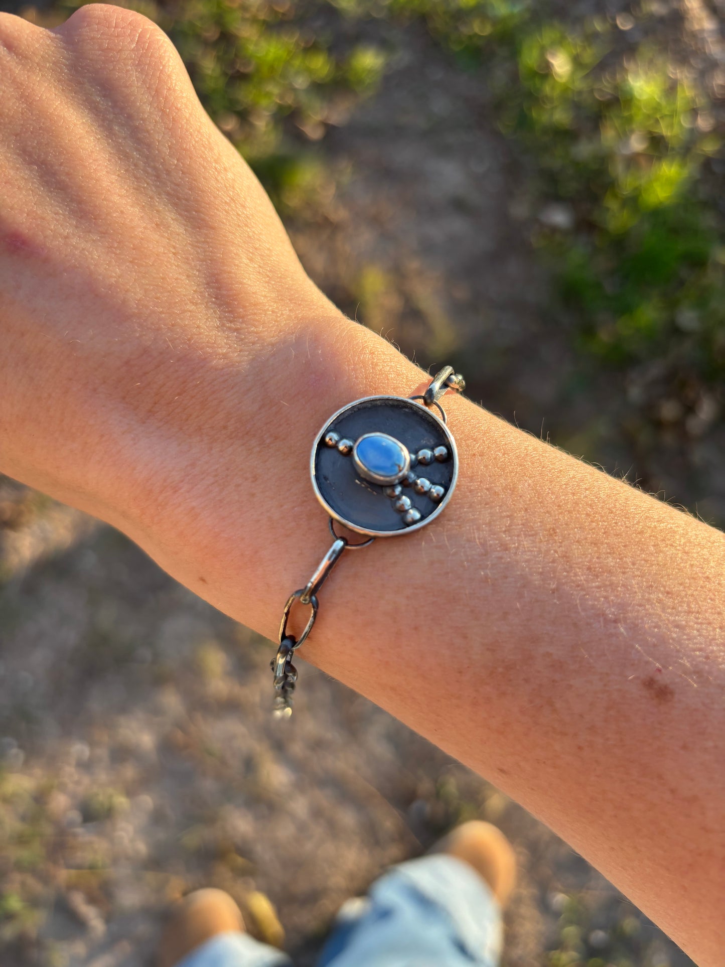 Golden hills peace sign paper clip bracelet