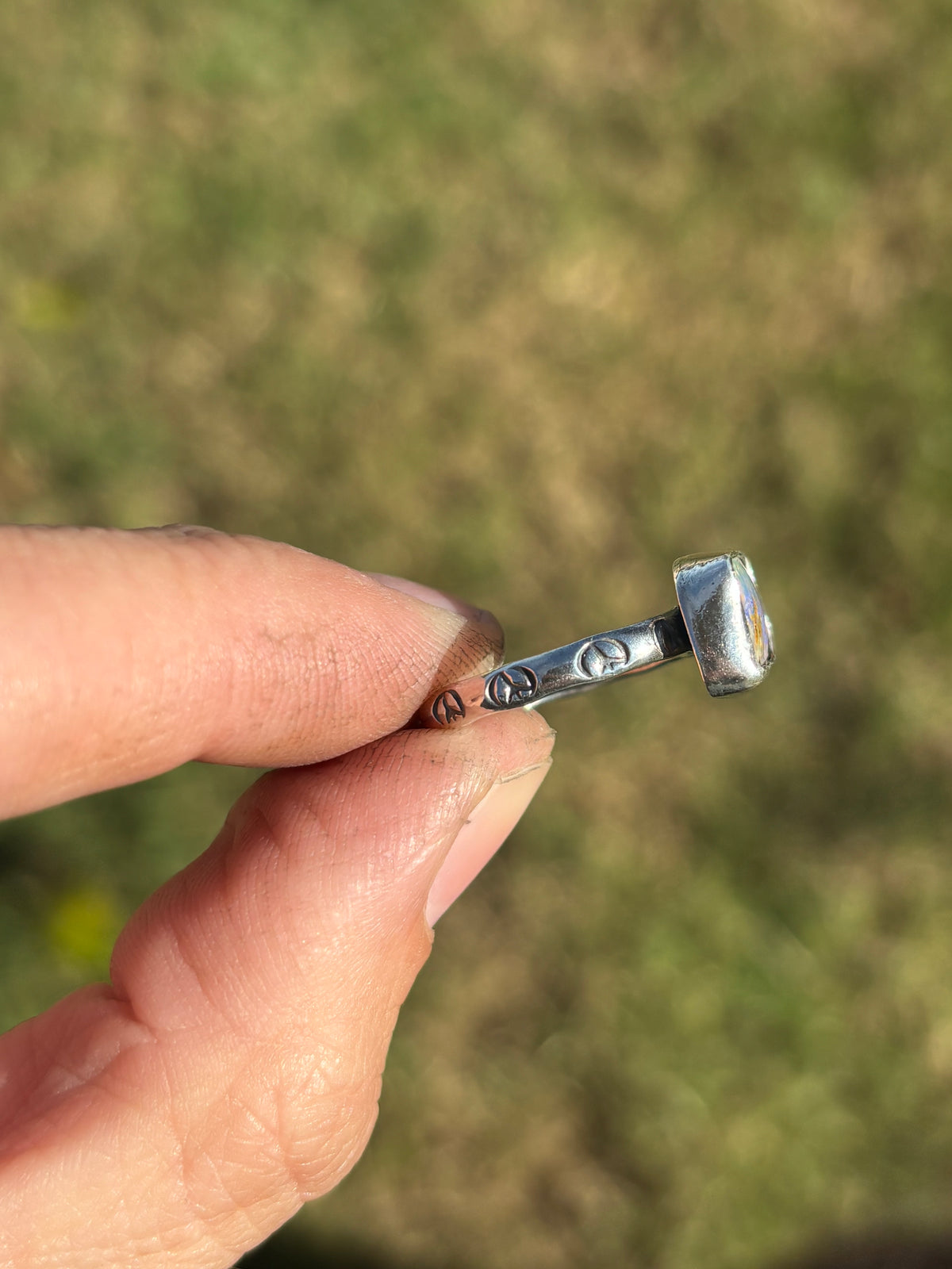 Square Australian opal ring size 7 3/4