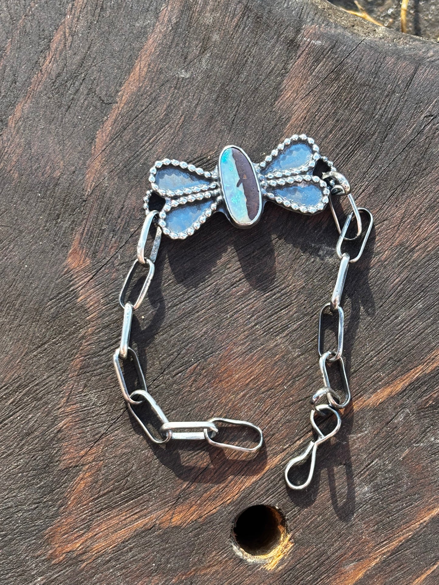 Australian Opal butterfly paperclip bracelet