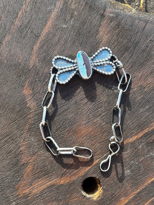 Australian Opal butterfly paperclip bracelet