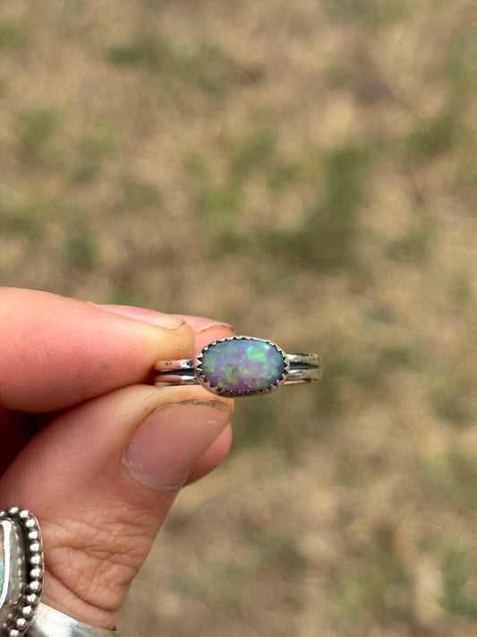 Pink opal stacker size 8