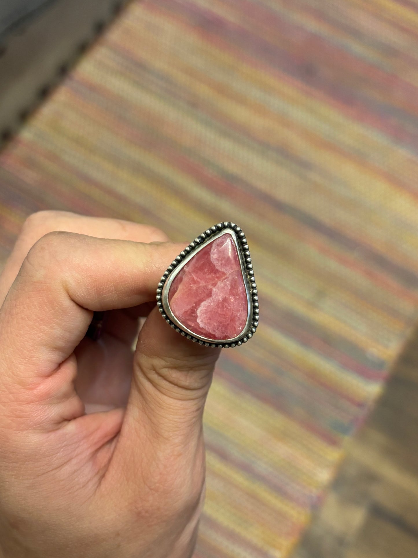 Rhodochrosite ring size 8