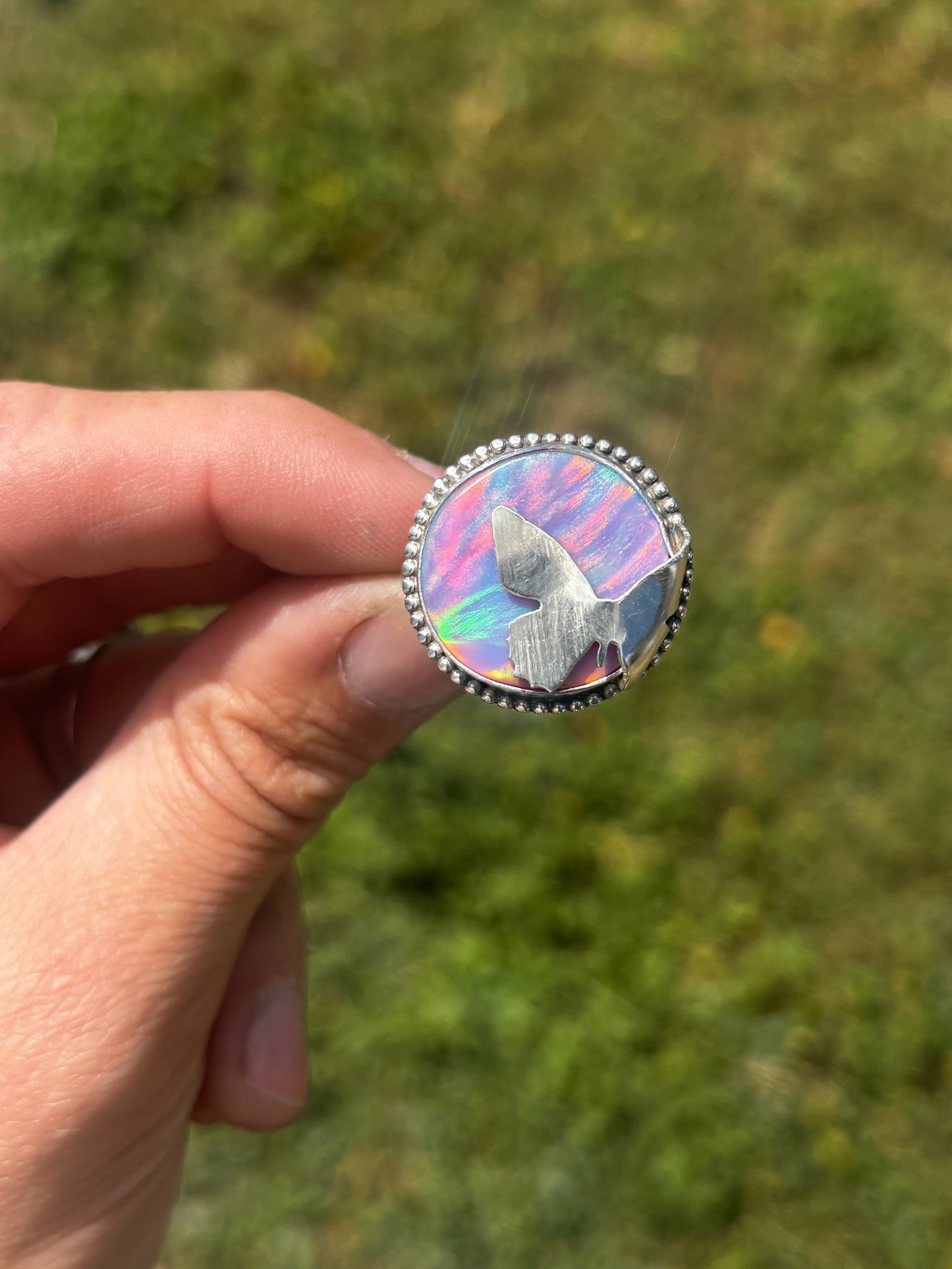 Aurora Opal Butterfly ring size 8 3/4