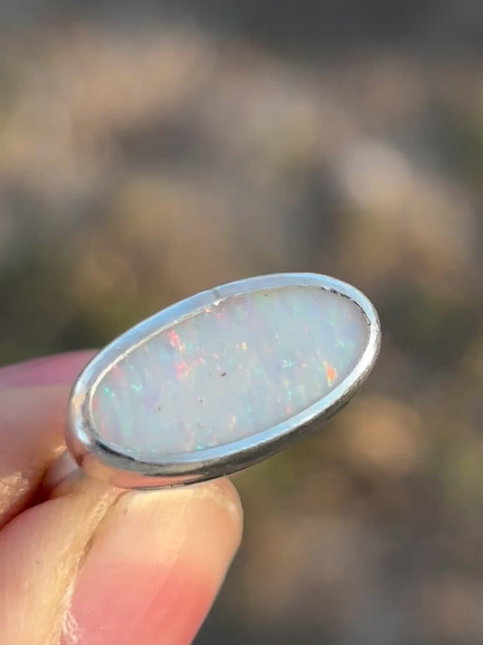 Solid Mintabie Opal ring size 6 3/4