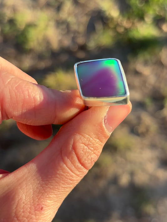 Purple Pink Aurora Opal ring size 9
